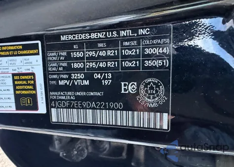 2013 Mercedes-Benz Gl 63 Amg z USA, uszkodzony, nr VIN 4JGDF7EE9DA221900